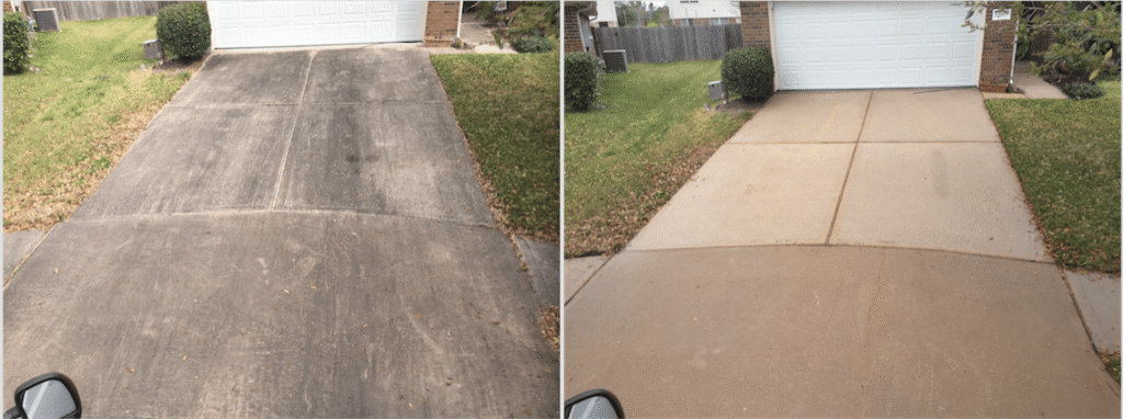 Photo of dirty and clean driveway in Raleigh, NC