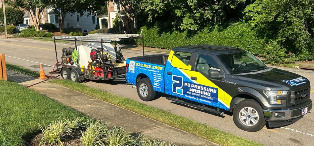 Professional pressure washing company service vehicle for P2 Pressure Washing in Raleigh, NC