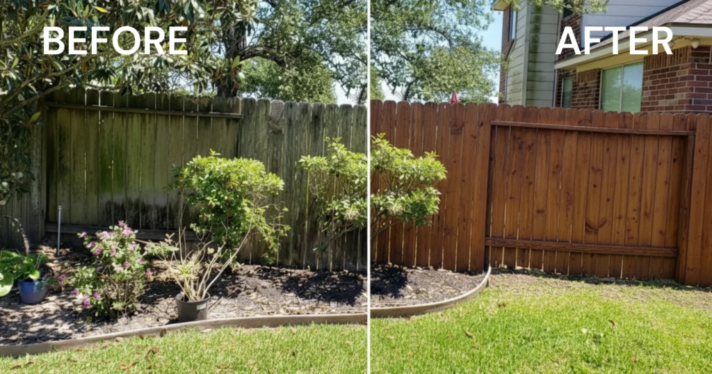 Fence Cleaning before and after-P2 Wash, Raleigh, NC