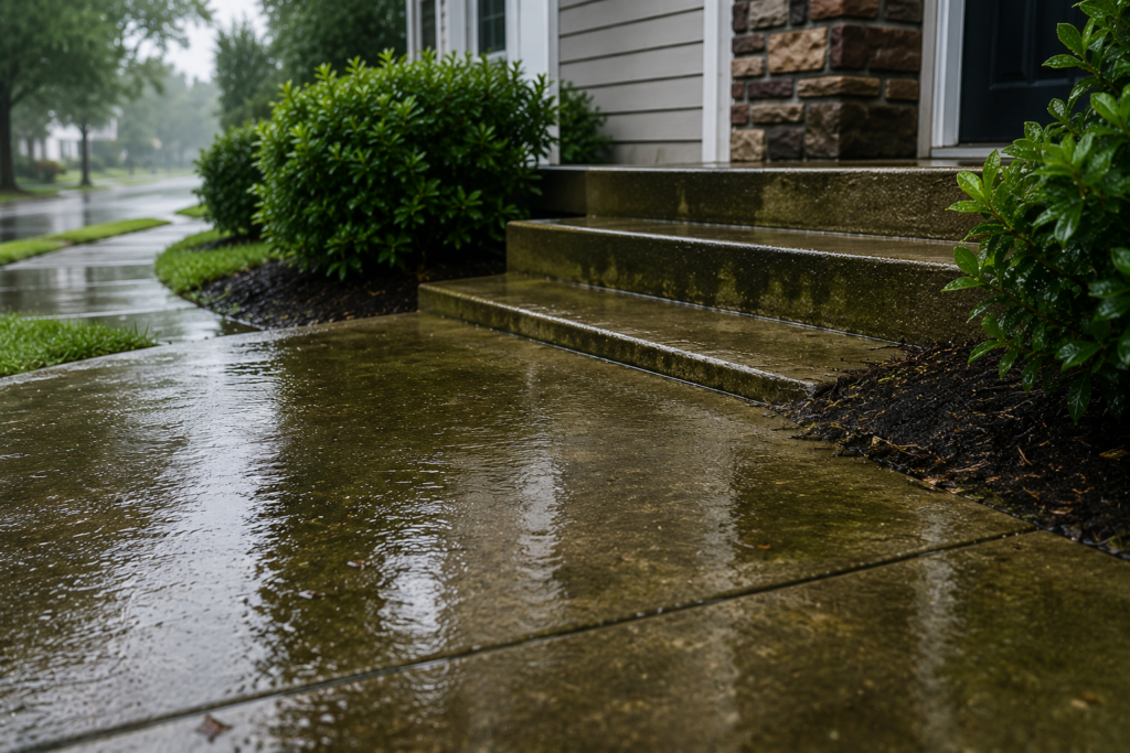Walkway cleaning on a Raleigh area home