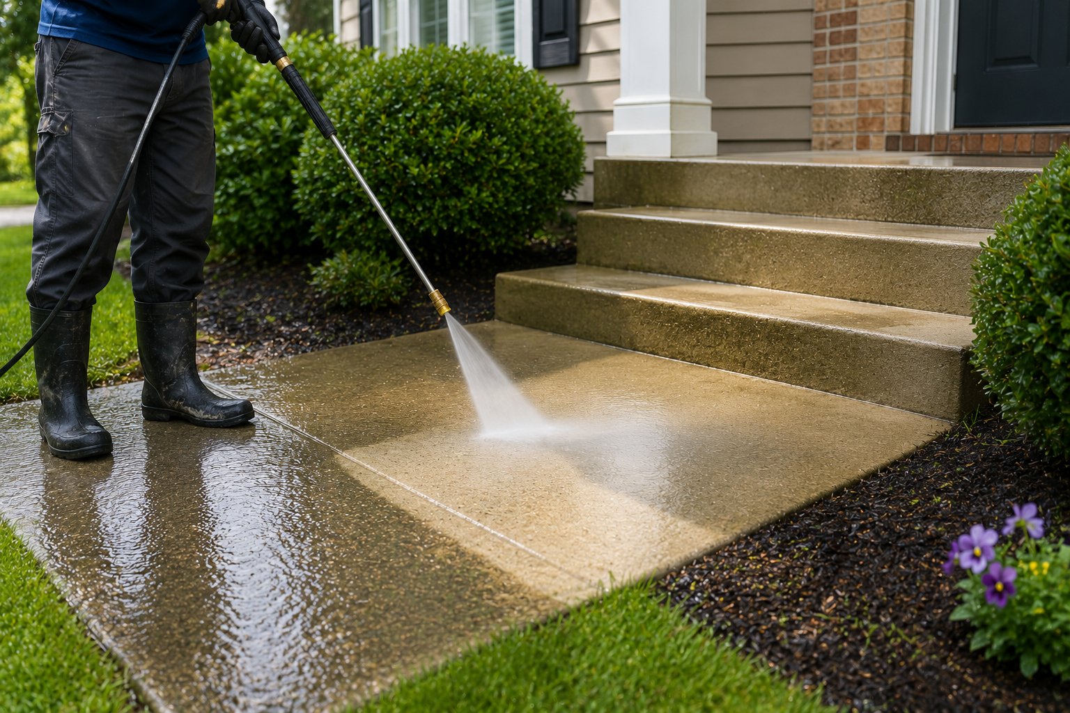 Walkway-cleaning-on-a-Raleigh-area-home