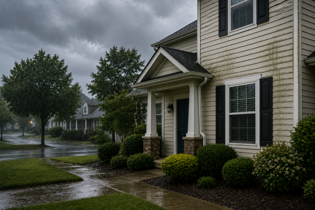 Green algae growth on shaded siding in Raleigh NC