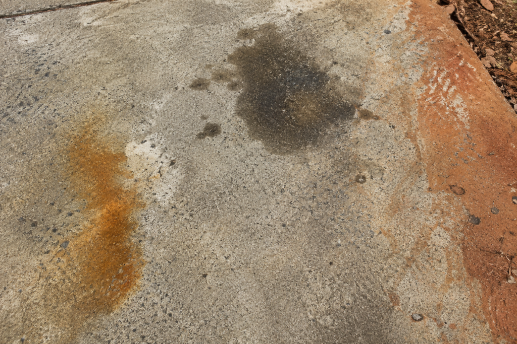 How to clean Concrete Stains on a driveway in Raleigh, NC.